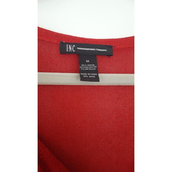 INC International Concepts, Red‎ cowl sweater/Tunic with draped front, Large - Picture 4 of 8